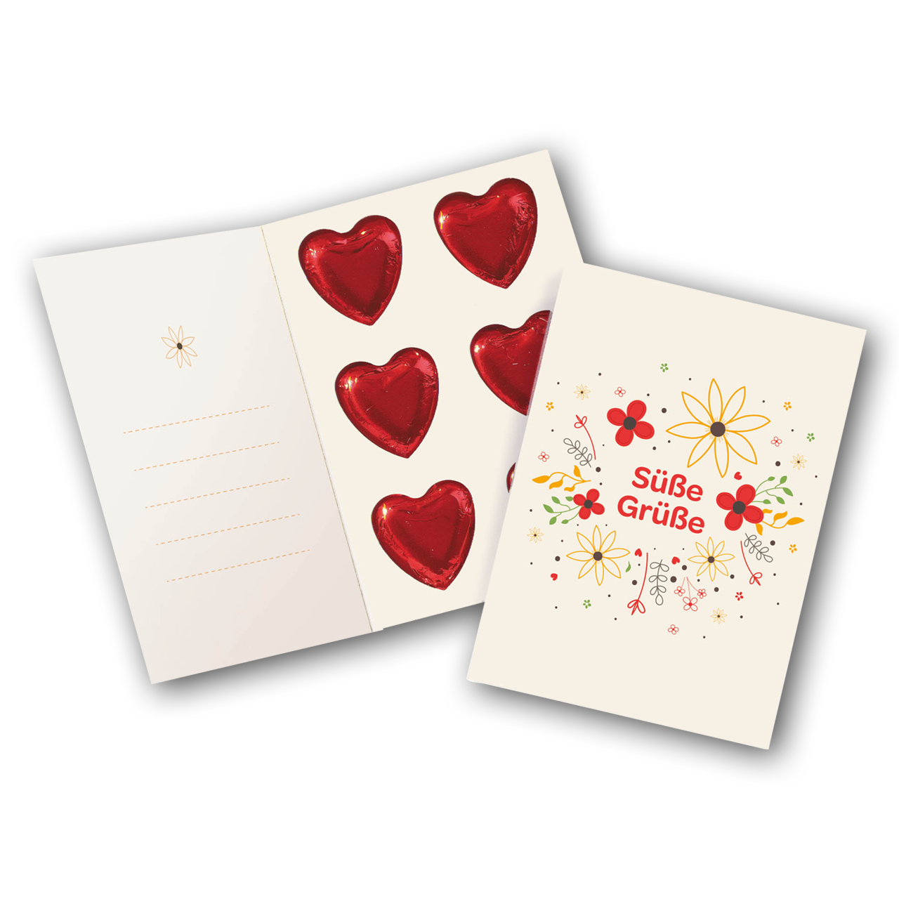 Greeting card Sweet Greetings, with 6 hearts x 9g